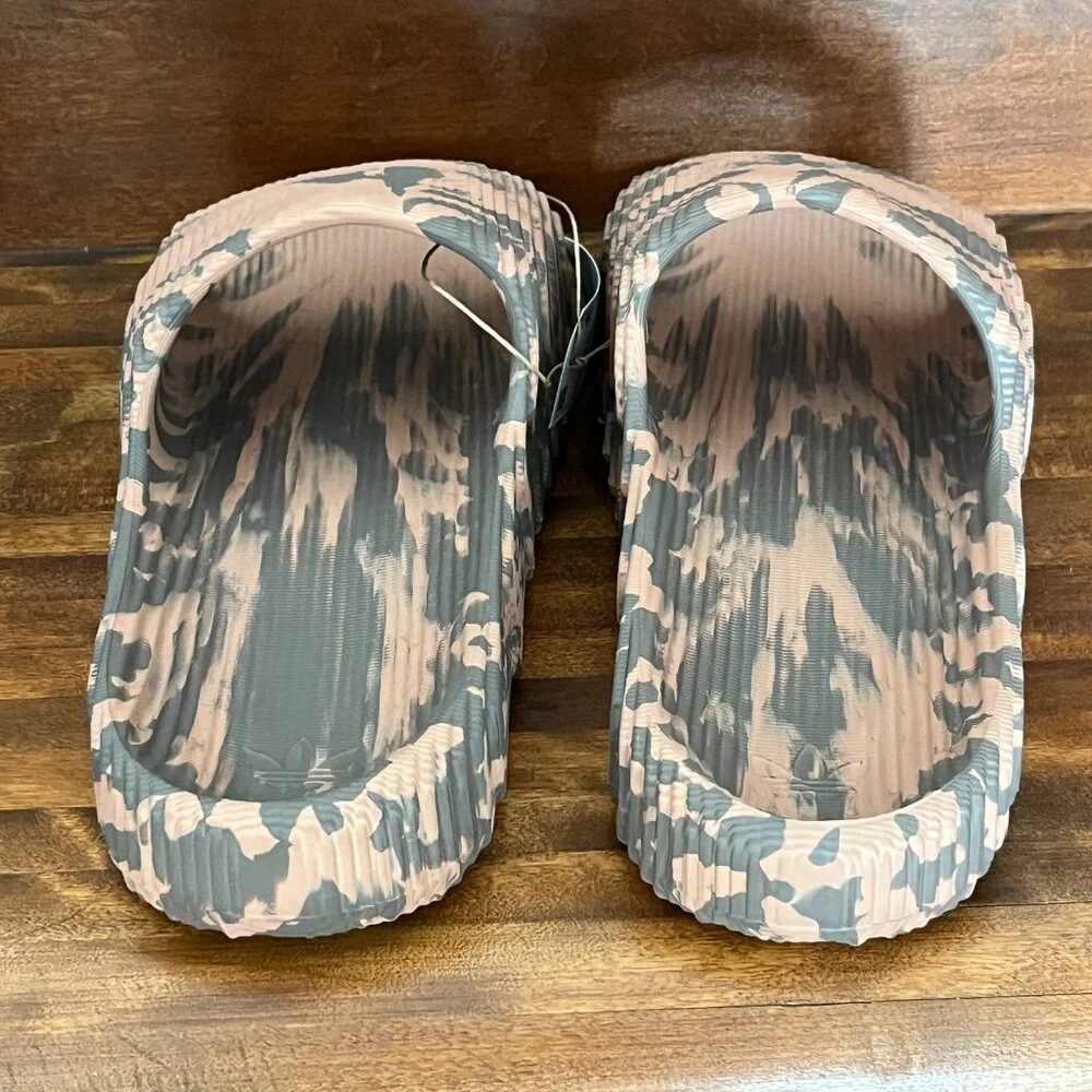 Adidas Adilette 22  Men's Brown Camo Slides Slip On Casual Pool Sporty 13